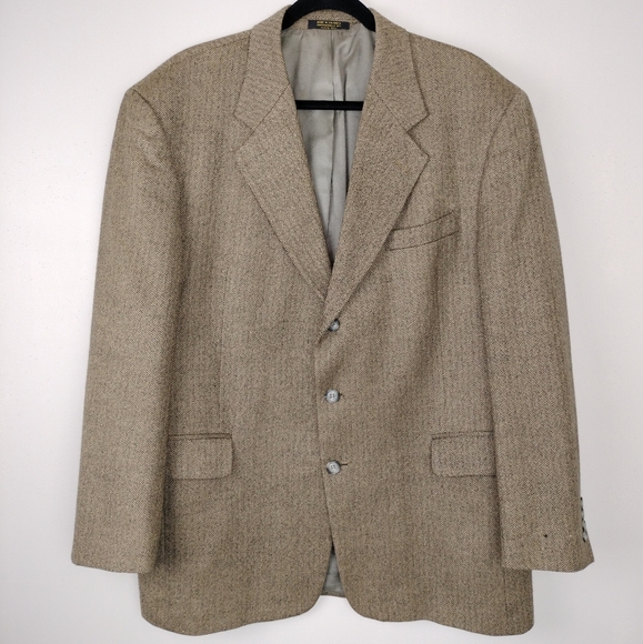 Gianfranco Ruffini 100% Lambswool Herringbone 3-Button Blazer Sz. 44R - Picture 2 of 11